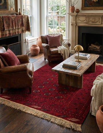 4' 1 x 6' 6 Hand Knotted Afghan Akhche Wool Rug