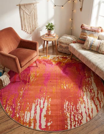 Washable Hyacinth Round Rug