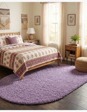 5' 3 x 8' Solid Shag Oval Rug