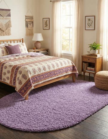 5' 3 x 8' Solid Shag Oval Rug
