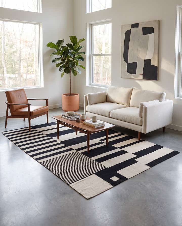 4' 8 x 6' 7 Hand Woven Kilim Modern Wool Rug