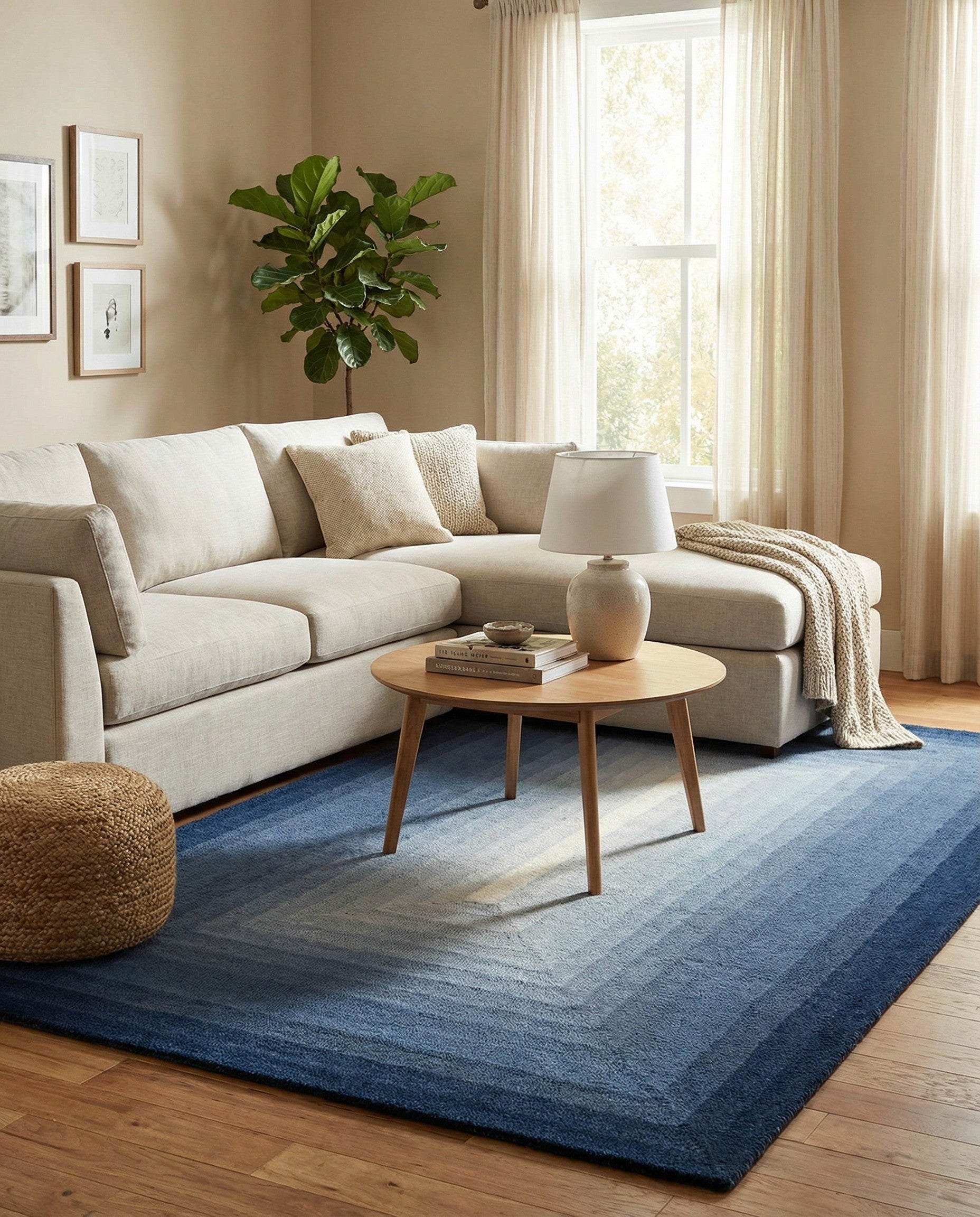 Blue Ombre Wool Rug