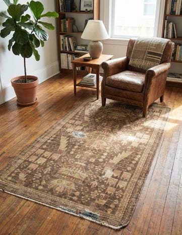 3' 5 x 6' 5 Hand Knotted Ultra Vintage Persian Wool Rug