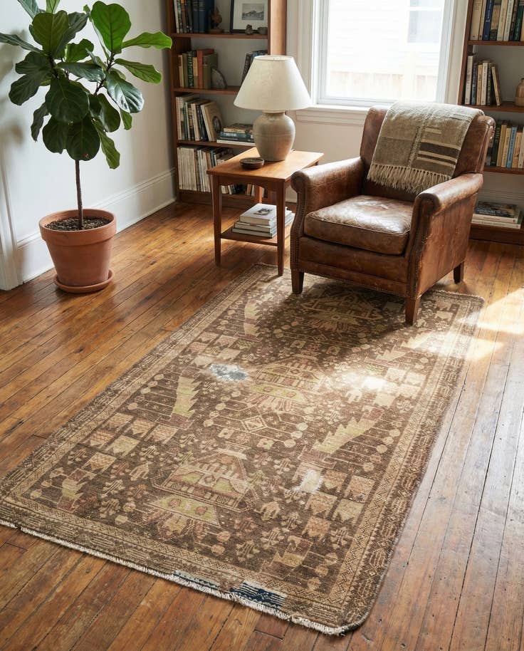 Detail image of 3' 5 x 6' 5 Hand Knotted Ultra Vintage Persian Wool Rug