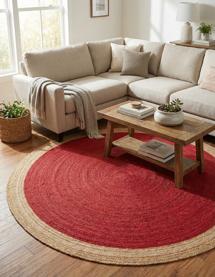 Detail image of 8' x 8'  Hand Braided Jute Round Rug