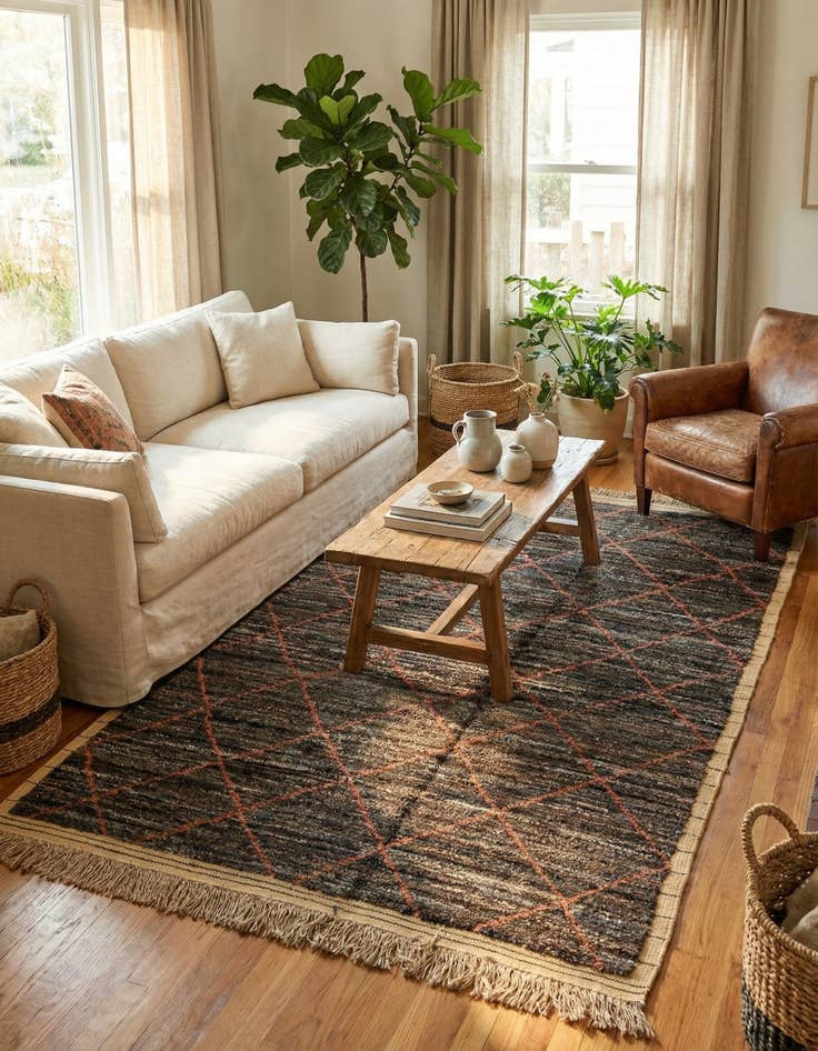 Detail image of 6' 2 x 9' 6  Hand Knotted Moroccan Wool Rug