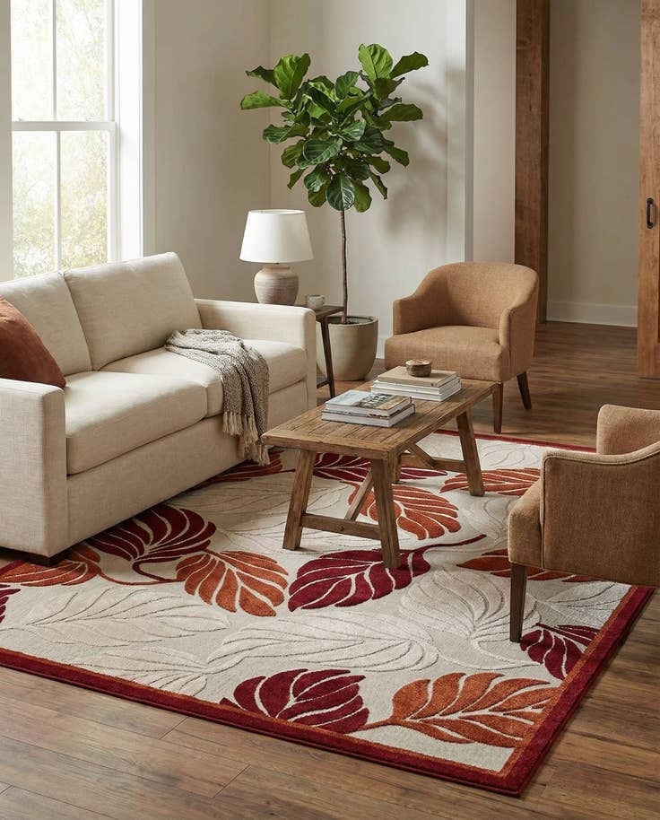 Detail image of 7' x 10' Easy-Clean Botanical Indoor / Outdoor Rug
