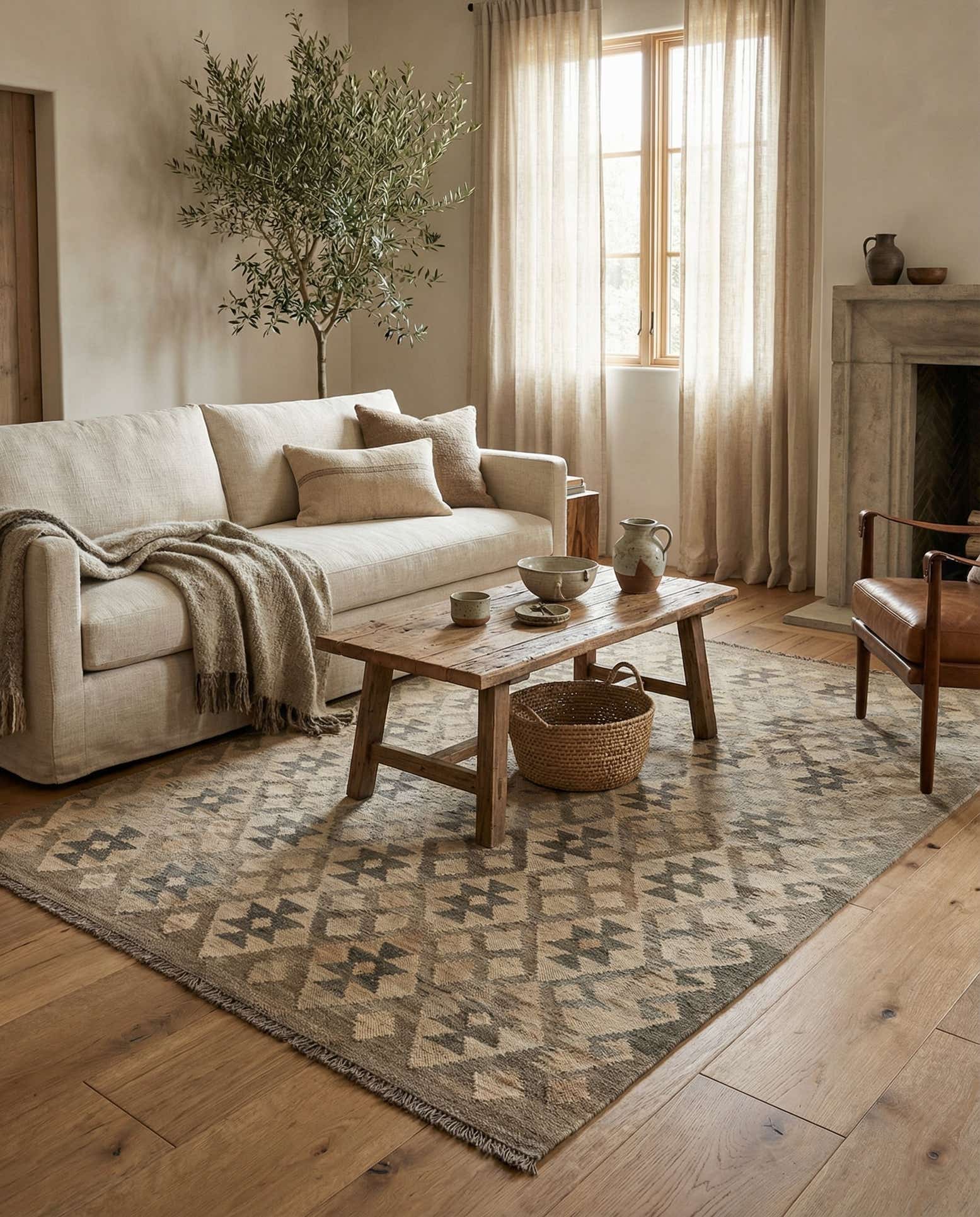 4' 3 x 6' Hand Woven Kilim Maymana Wool Rug