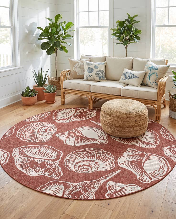 Detail image of 7' 10 x 7' 10 Easy-Clean Coastal Indoor / Outdoor Round Rug
