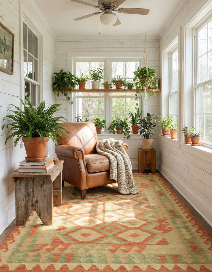 Detail image of 3' 9 x 6'  Hand Woven Kilim Waziri Wool Rug