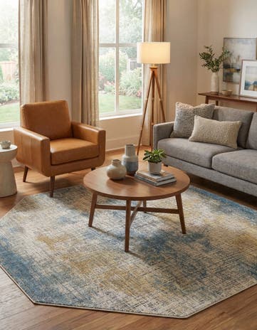 Blue Ivory Deepa Octagon Rug