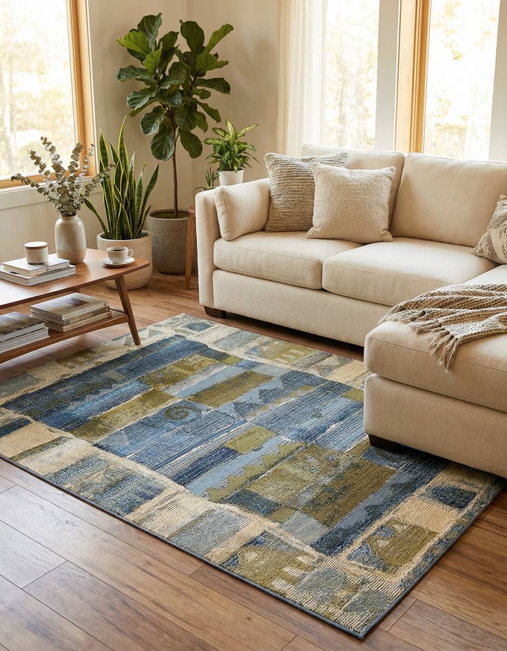 Detail image of 4' x 6'  Washable Modern Indoor / Outdoor Rug
