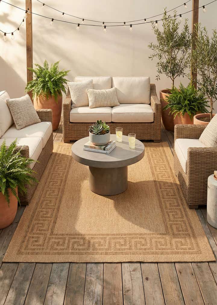 6' x 9' Easy-Clean Border Indoor / Outdoor Rug