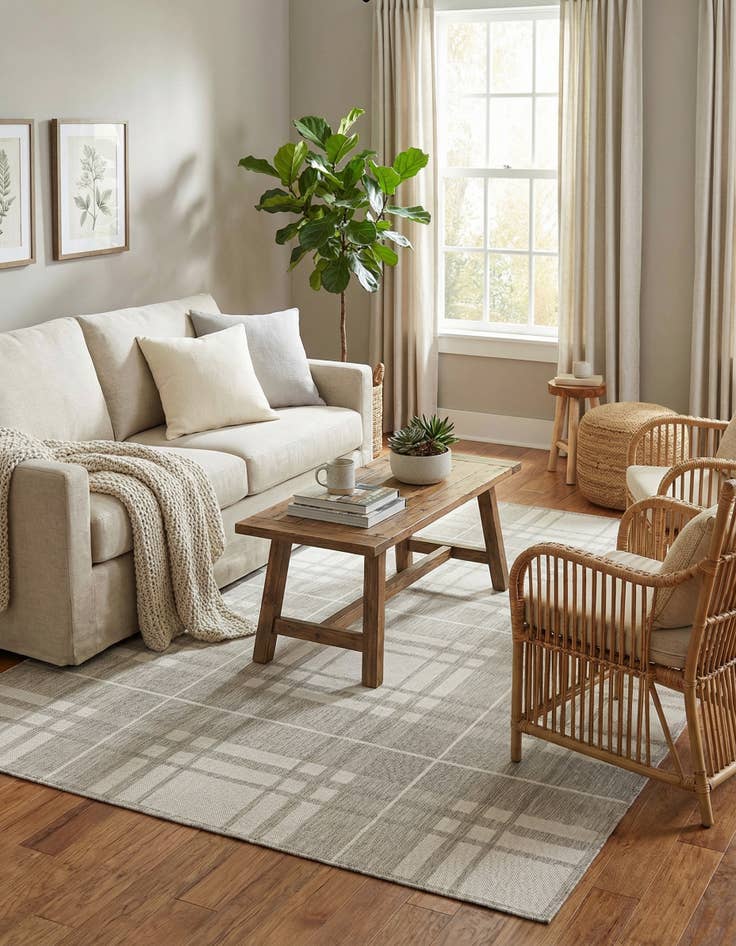 Detail image of  6' x 9'  Washable Checkered Indoor / Outdoor Rug