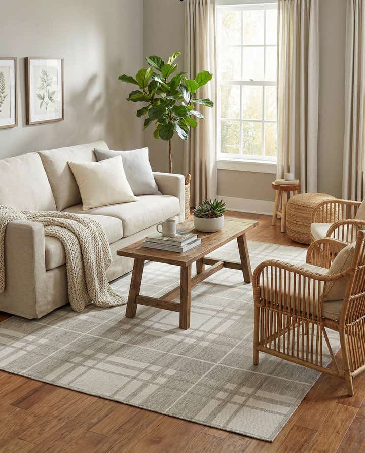 6' x 9' Easy-Clean Checkered Indoor / Outdoor Rug