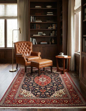4' 9 x 6' 11 Hand Knotted Qom Persian Rug