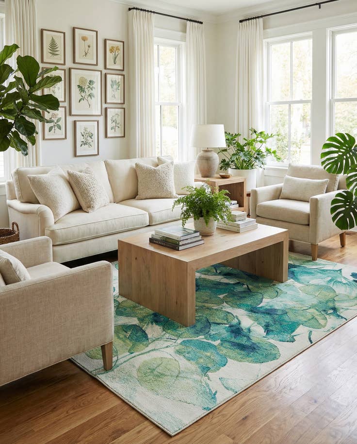 Detail image of 7' 10 x 10' Easy-Clean Botanical Indoor / Outdoor Rug