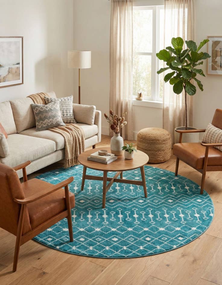 Detail image of 7' 10 x 7' 10 Moroccan Trellis Round Rug