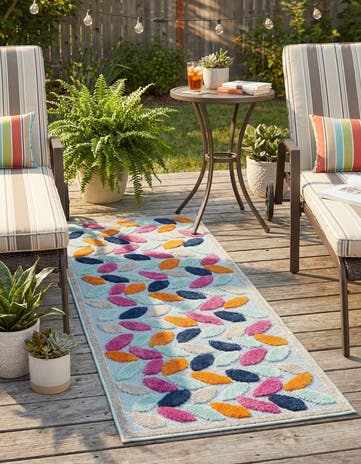 Blue Easy-Clean Aruba Indoor / Outdoor Runner Rug