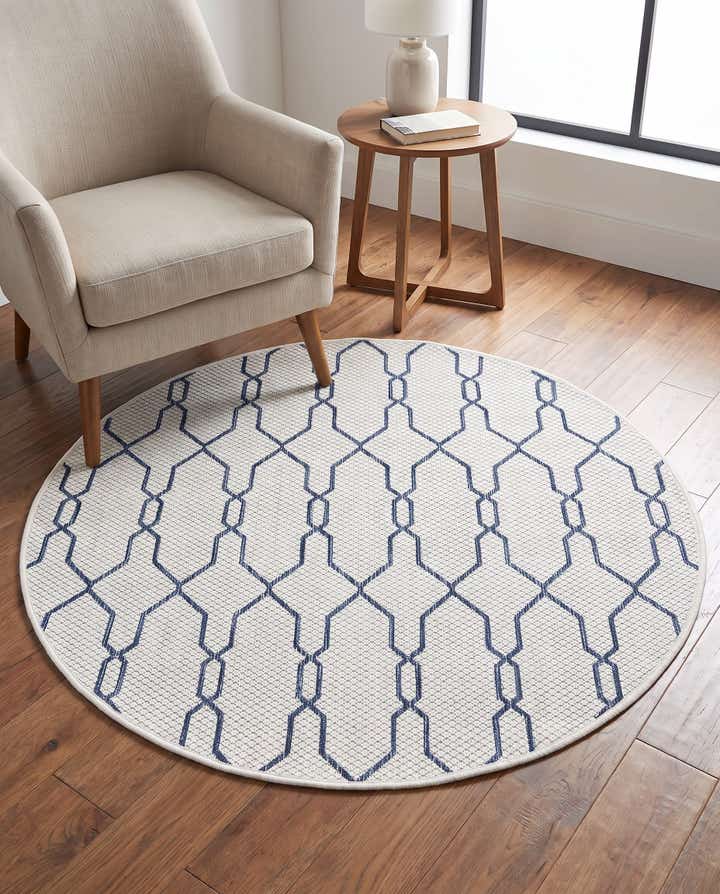 4' x 4' Easy-Clean Trellis Indoor / Outdoor Round Rug