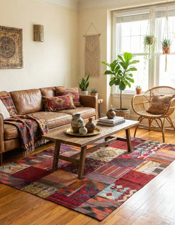 4' 2 x 6' Hand Woven Kilim Patchwork Wool Rug