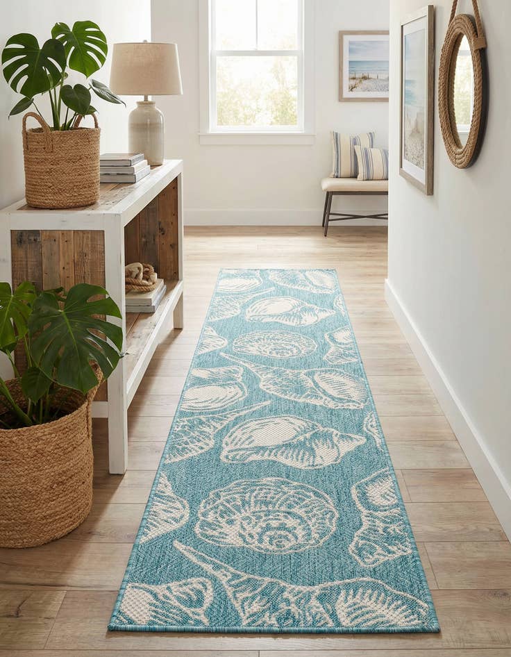 Detail image of 2' x 8'  Washable Coastal Indoor / Outdoor Runner Rug