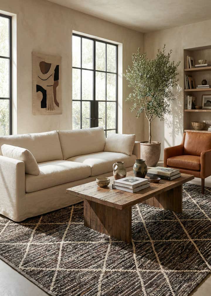 5' 6 x 8' Hand Knotted Moroccan Wool Rug