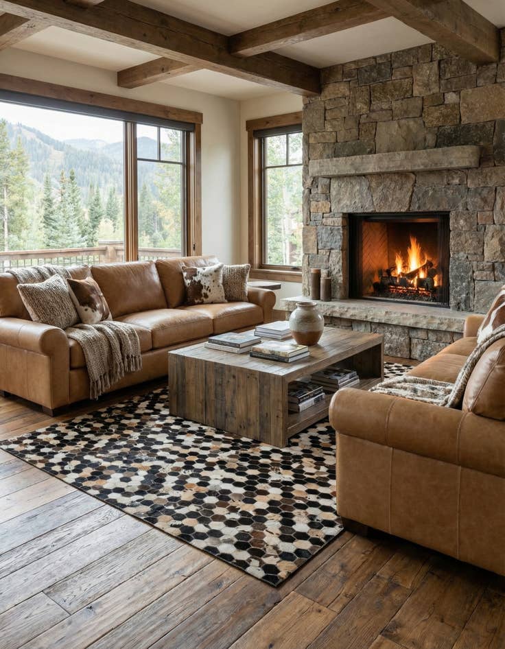 Detail image of  5' 1 x 8' 1 Cowhide - Patchwork Rug