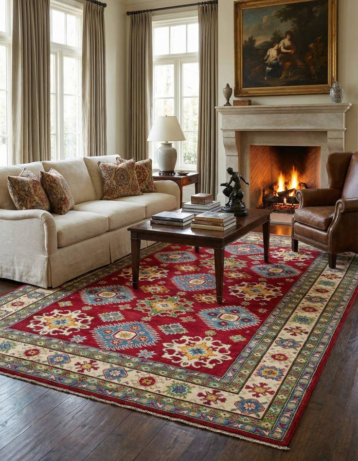 Detail image of 6' 9 x 9' 6  Hand Knotted Kazak Rug