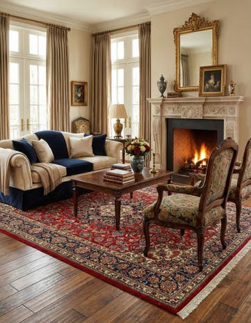 6' 6 x 9' 7 Hand Knotted Qom Persian Rug