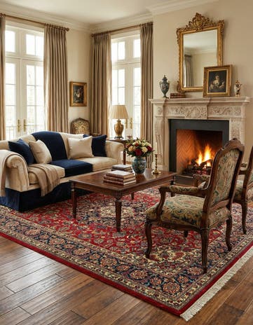 6' 6 x 9' 7 Hand Knotted Qom Persian Rug