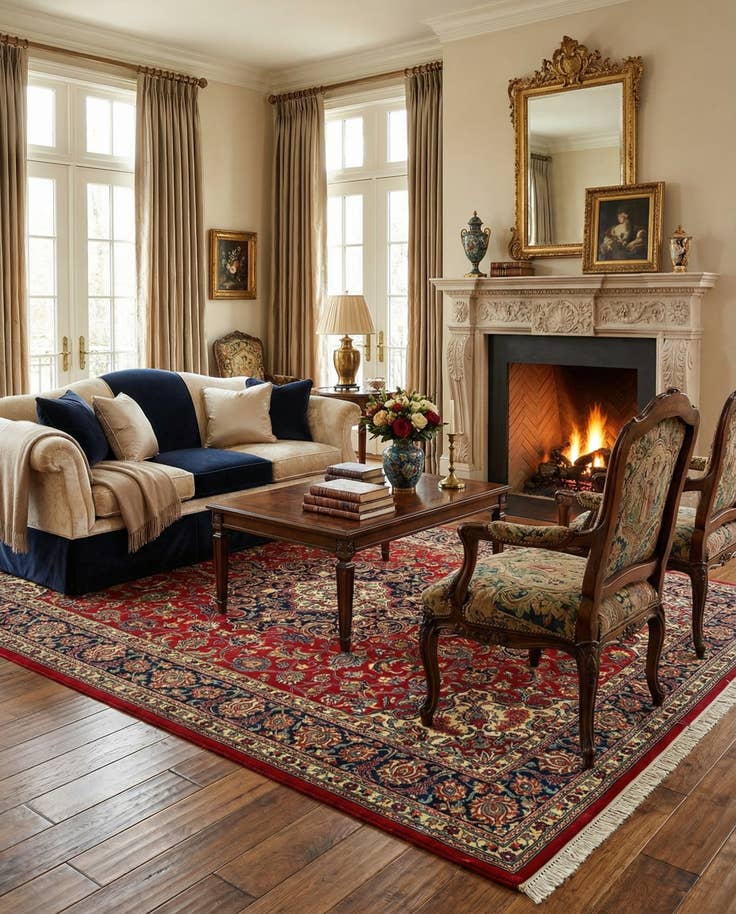 Detail image of 6' 6 x 9' 7 Hand Knotted Qom Persian Rug