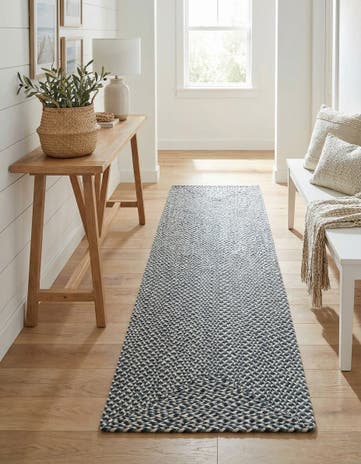 2' x 8' Handmade Tweed Braided Jute Runner Rug