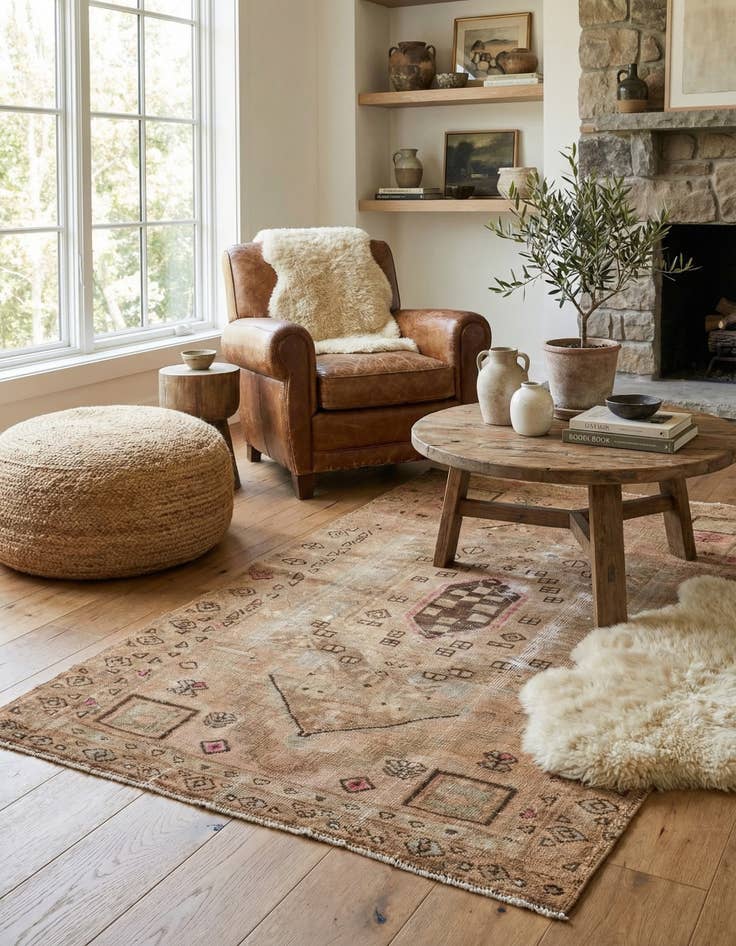 Detail image of 4' x 6' 4  Hand Knotted Ultra Vintage Persian Wool Rug