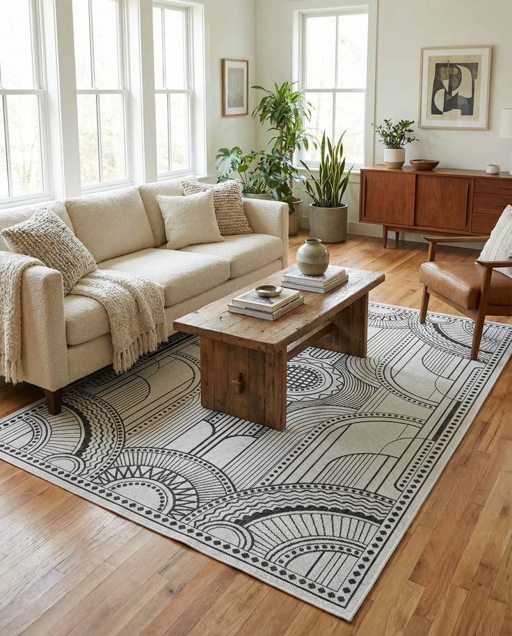 Detail image of 5' 3 x 8' Easy-Clean Traditional Indoor / Outdoor Rug