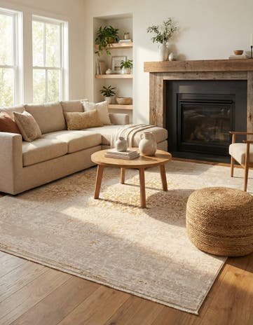 Ivory and Gold Deepa Square Rug