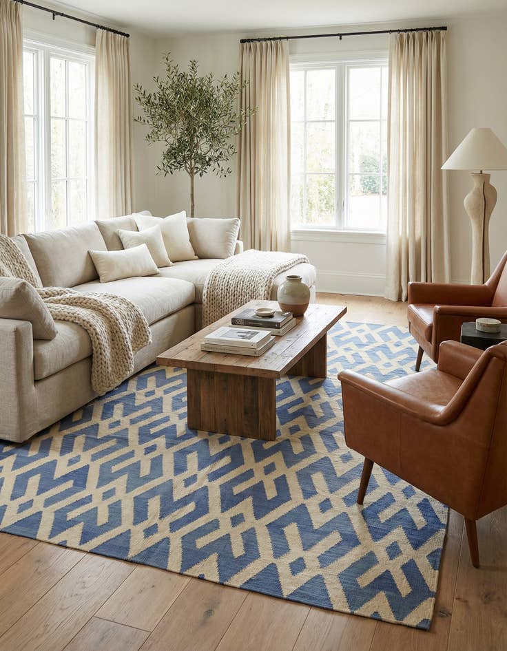 Detail image of 7' 2 x 9' 5  Hand Woven Kilim Modern Wool Rug