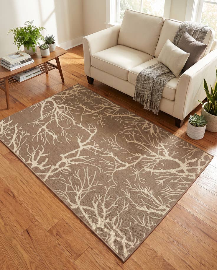 Detail image of 4' x 6' Easy-Clean Botanical Indoor / Outdoor Rug