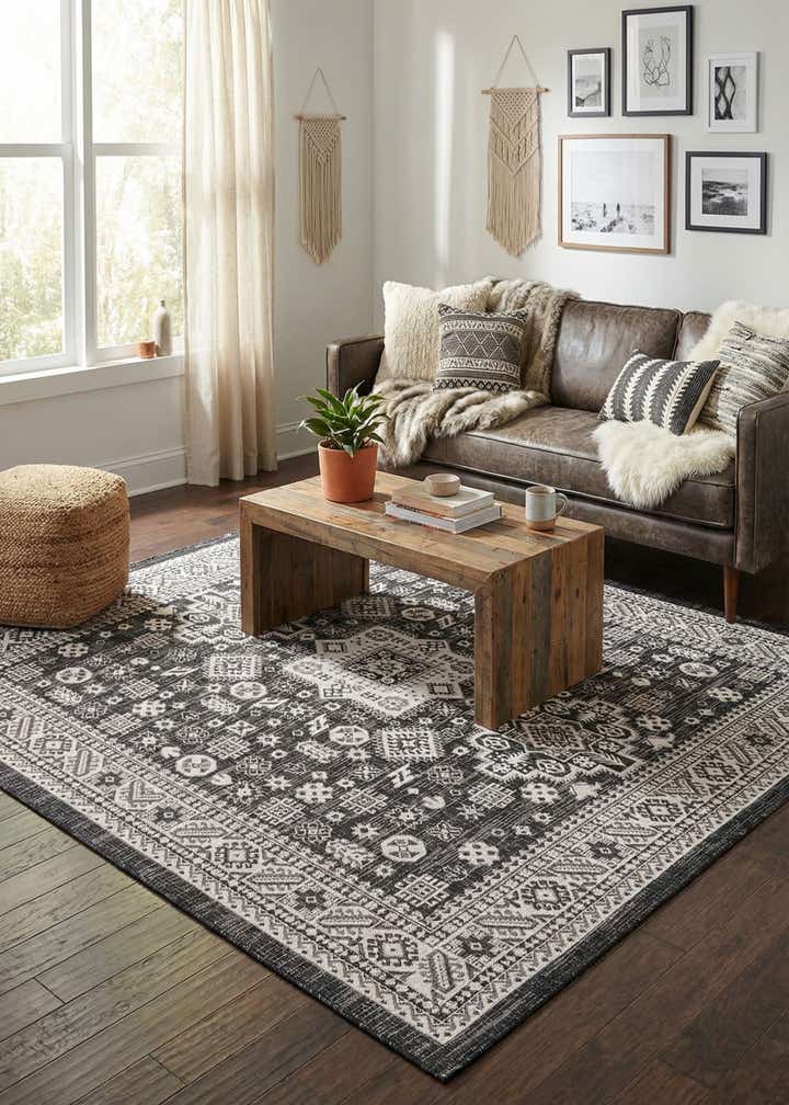 7' 10 x 7' 10 Easy-Clean Aztec Indoor / Outdoor Square Rug