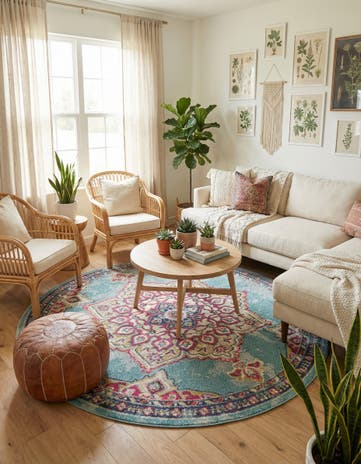 8' x 8' Washable Fleur Round Rug