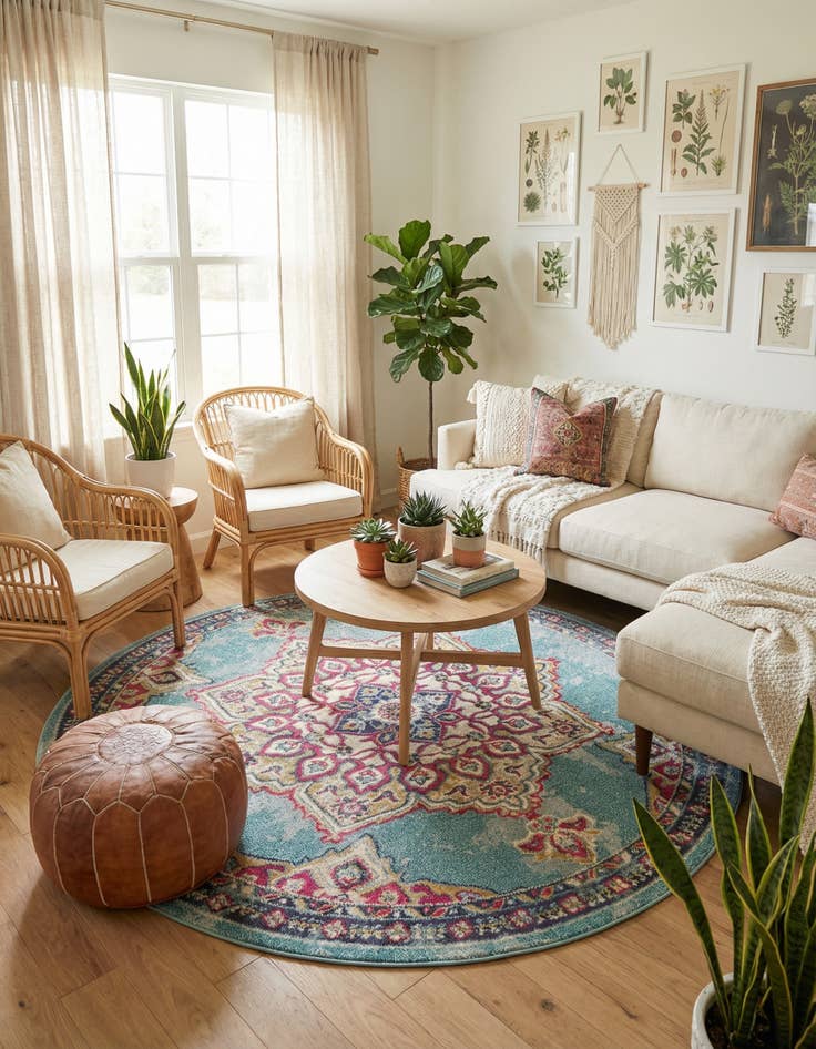 Detail image of  8' x 8'  Washable Fleur Round Rug