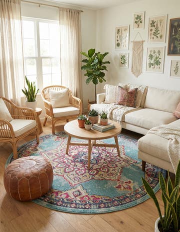 8' x 8' Washable Fleur Round Rug