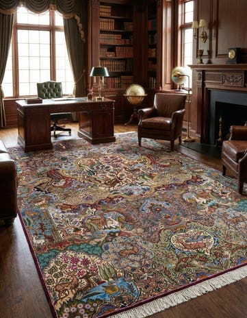 7' 11 x 11' 2 Hand Knotted Kashmar Persian Wool Rug