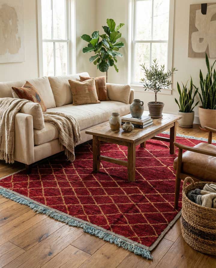 6' 4 x 9' 1 Hand Knotted Moroccan Wool Rug