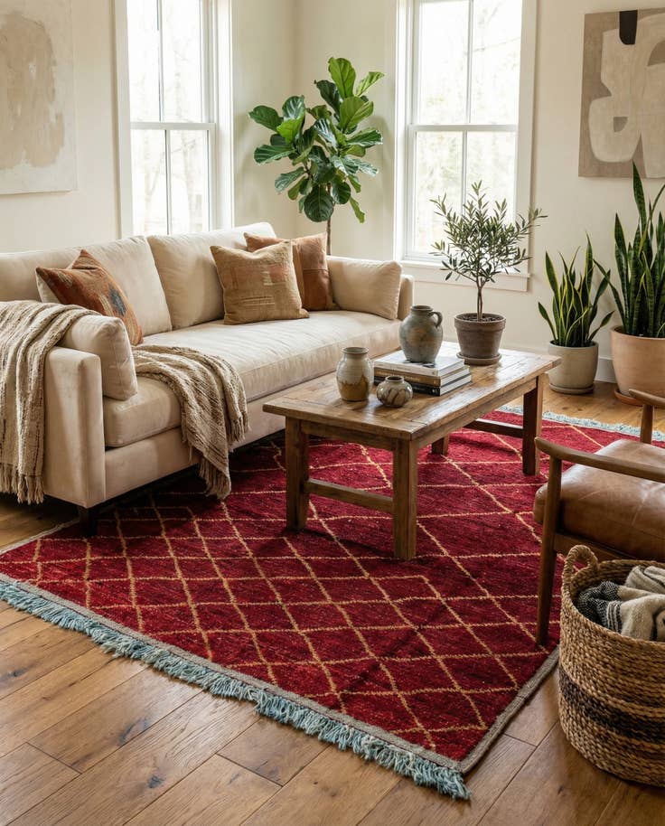 Detail image of 6' 4 x 9' 1 Hand Knotted Moroccan Wool Rug