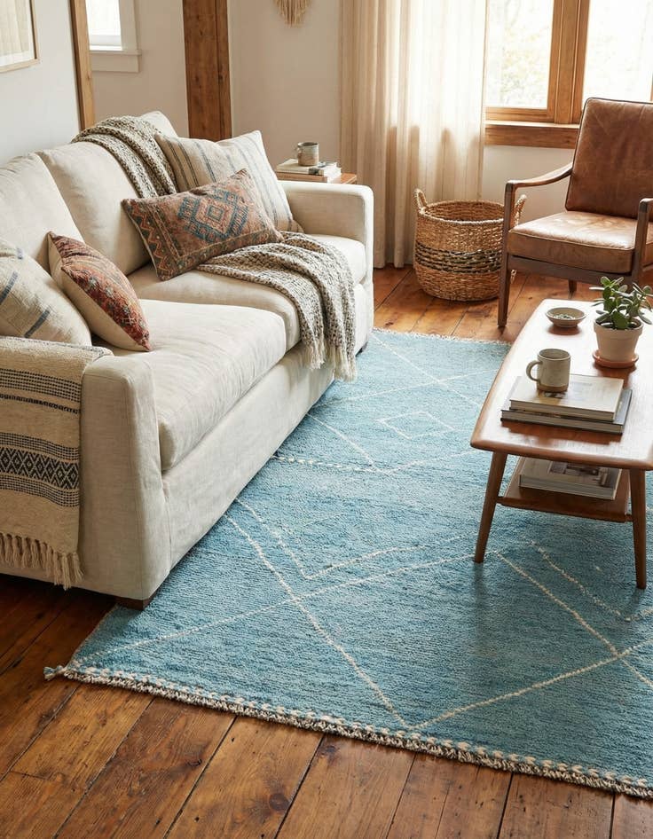 Detail image of 4' 2 x 6'  Hand Knotted Moroccan Wool Rug