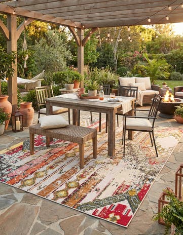 Multi Beige Easy-Clean Casablanca Indoor / Outdoor Rug