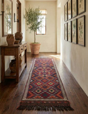 2' 4 x 10' 1 Hand Woven Kilim Fars Wool Runner Rug