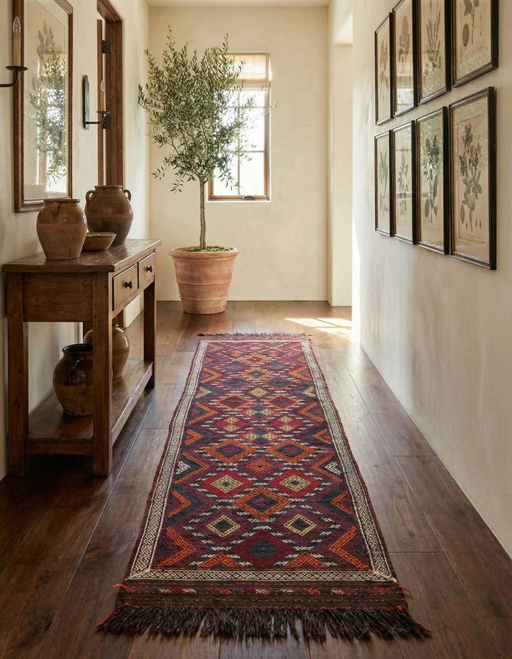 Detail image of 2' 4 x 10' 1  Hand Woven Kilim Fars Wool Runner Rug