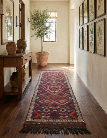 2' 4 x 10' 1 Hand Woven Kilim Fars Wool Runner Rug